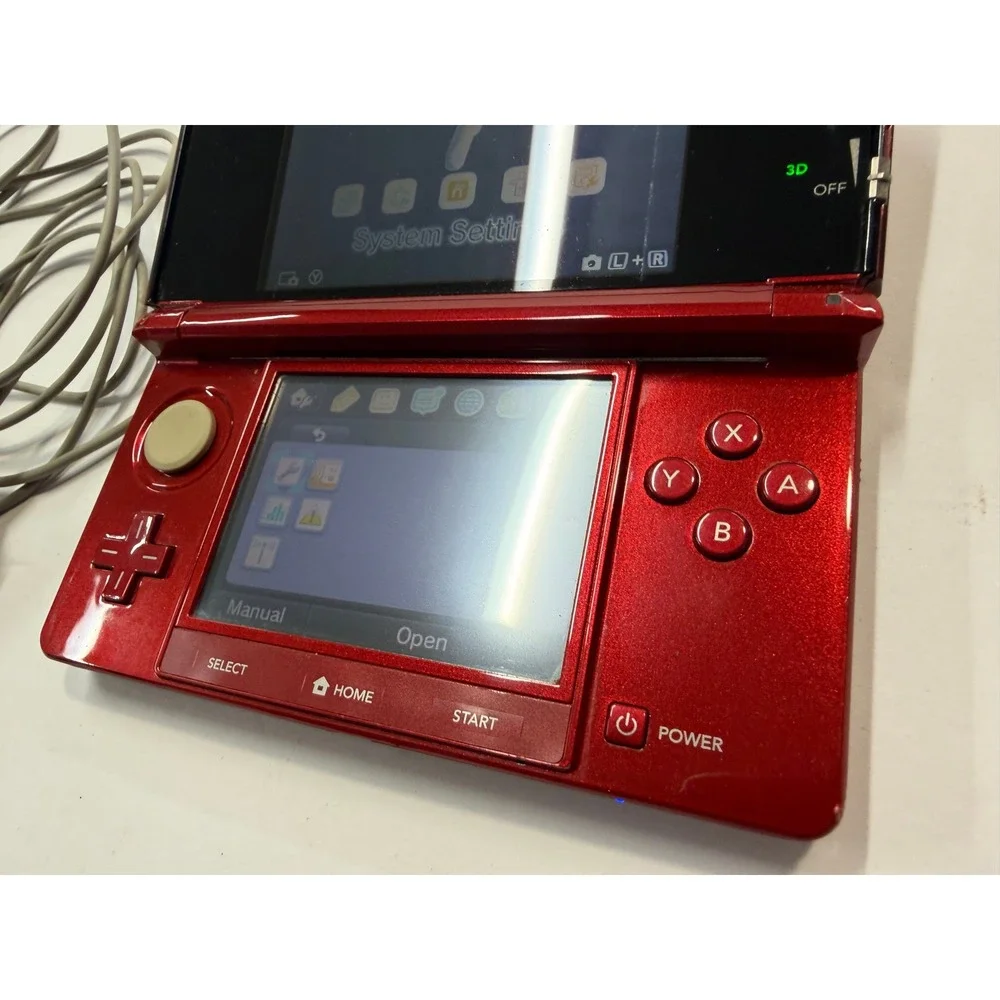 Nintendo 3DS Flame Red Handheld Console CTR-001 USA with AC Adapter Charger